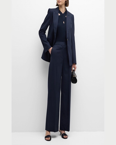 Straight-Leg Wool-Blend Trousers