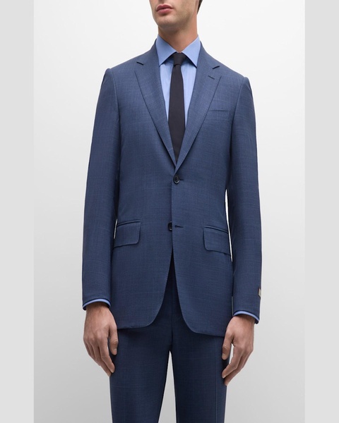 Men's Plaid Super 130s Wool Suit