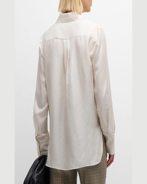 Button-Down Silk Twill Blouse