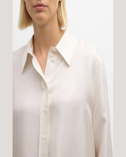 Button-Down Silk Twill Blouse