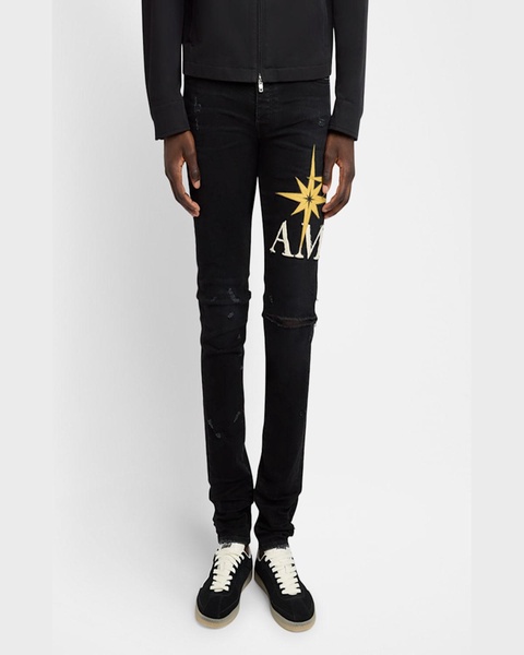 Men's Starburst Applique Skinny Jeans