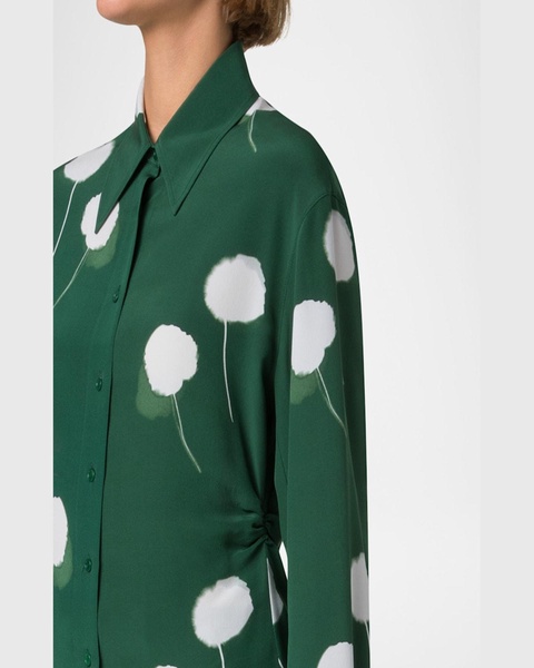 Windflower Print Silk Crepe Blouse