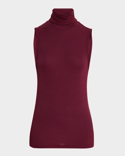 Modal Rib Sleeveless Turtleneck Top