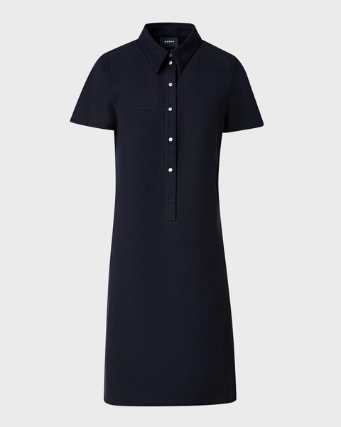 Cotton Silk Button-Front Polo Dress