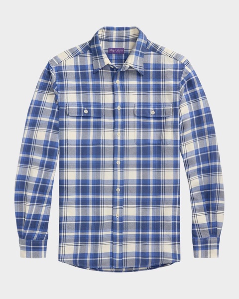Men's Plaid Twill Sport Shirt