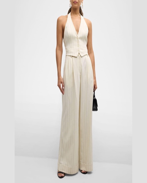Alfie Pinstripe Wide-Leg Pants