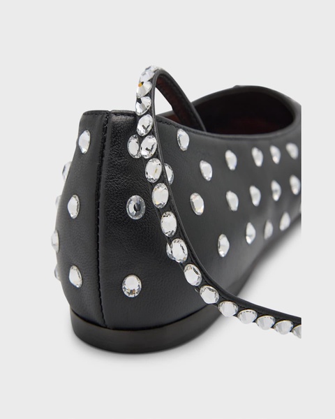 Ane Crystal Studded Ankle-Wrap Ballerina Flats
