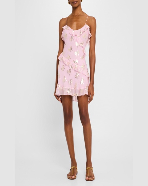 Lomina Silk Metallic Bow Mini Dress