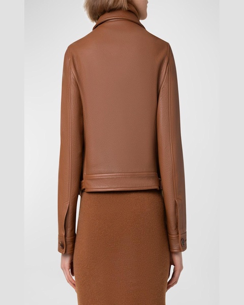 Nappa Leather Short Bomber Jacket