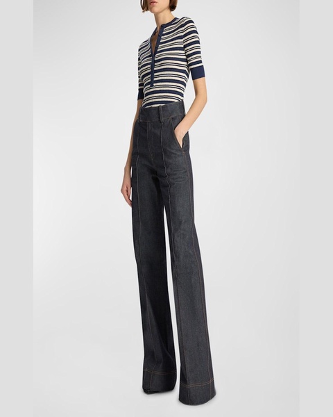 Fisher Pleated Button-Front Top