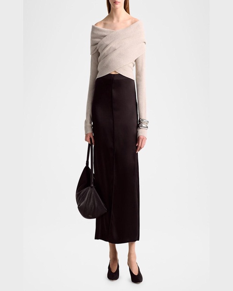 Mimi Off-Shoulder Wrap Wool Cashmere Sweater