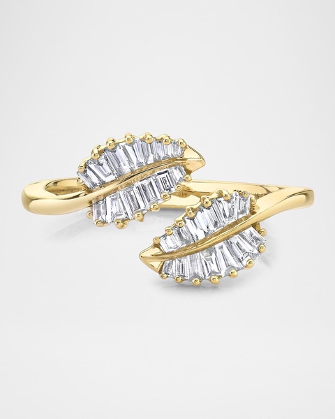 18K Yellow Gold Small Palm Leaf Diamond Ring