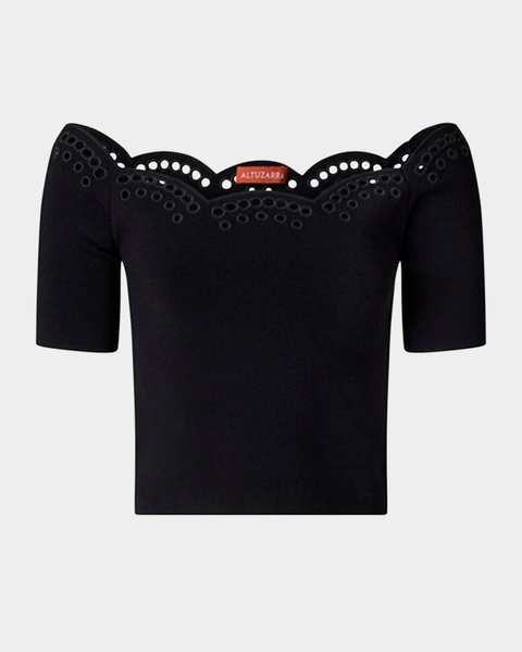 Posy Eyelet Scallop Off-Shoulder Top
