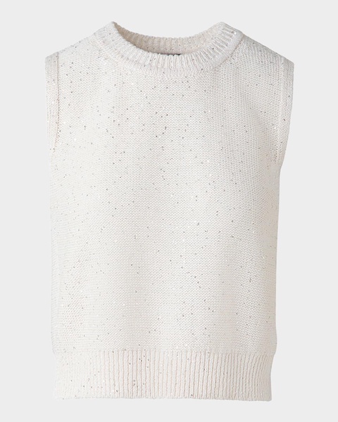 Micro Sequined Knit Sleeveless Sweater