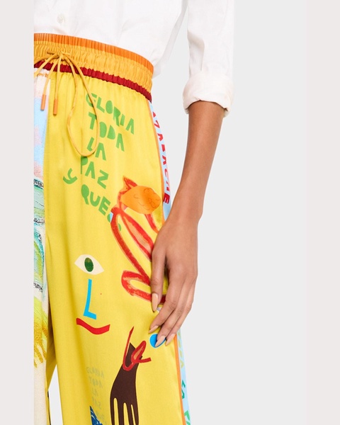 La Charrasca Wide-Leg Silk Pants