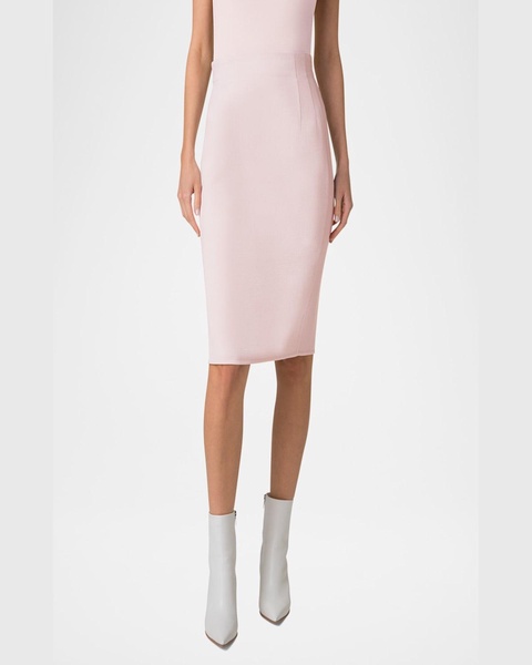 Double-Face Wool Crepe Pencil Skirt
