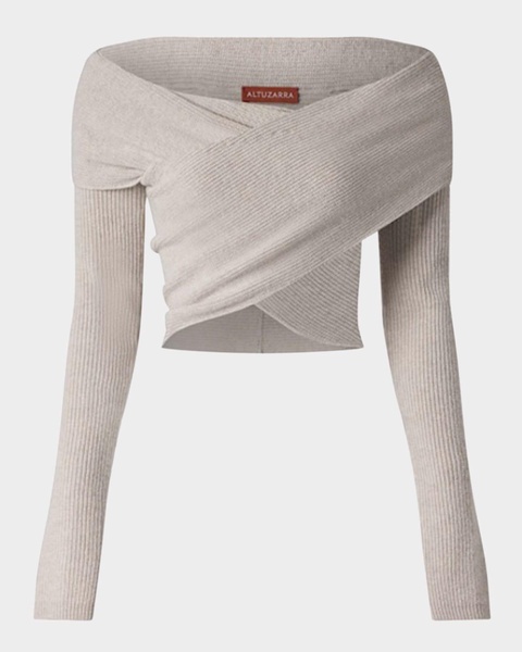 Mimi Off-Shoulder Wrap Wool Cashmere Sweater