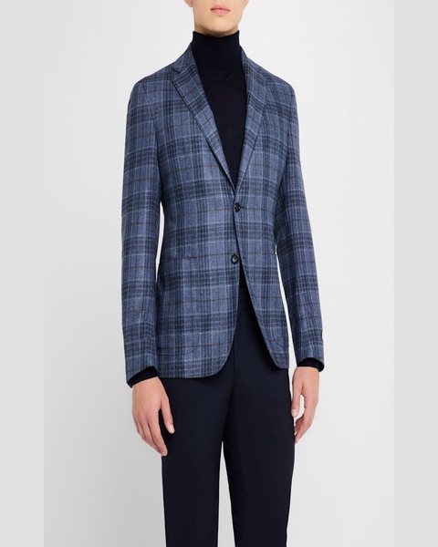 Men's Wool-Silk Check Sport Coat