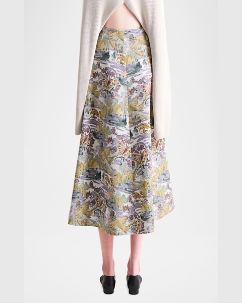 Varda Printed Midi A-Line Skirt