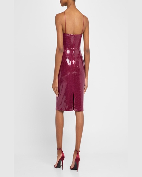Draped Sequined Sleeveless Midi Dress