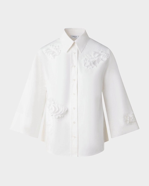Carnation Applique Button-Down Cotton Shirt