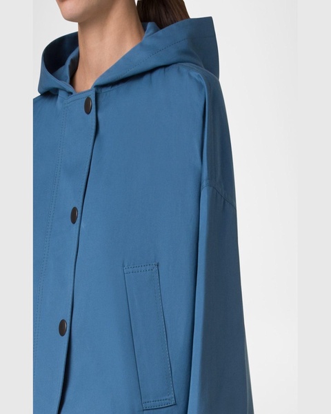 Bracelet-Sleeve Cotton Gabardine Hooded Car Coat