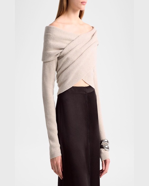Mimi Off-Shoulder Wrap Wool Cashmere Sweater