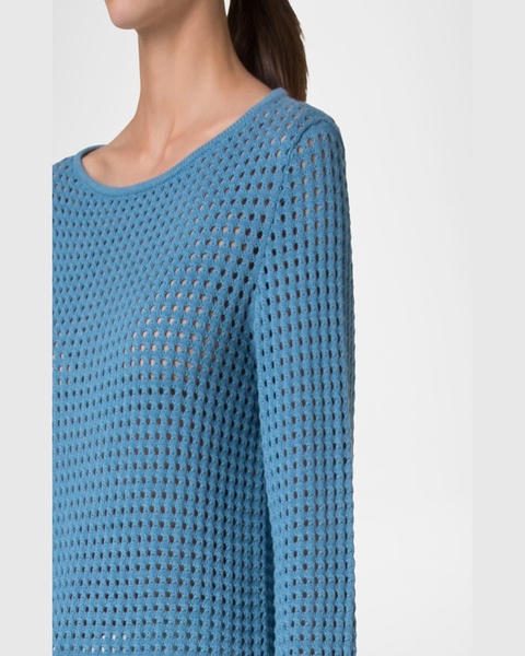 Chunky Cotton Mesh Boatneck Sweater