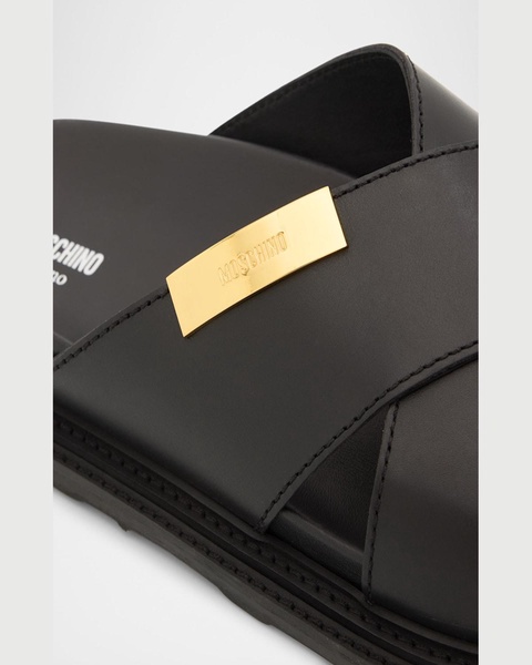 Men's Calfskin Leather Slide Sandals