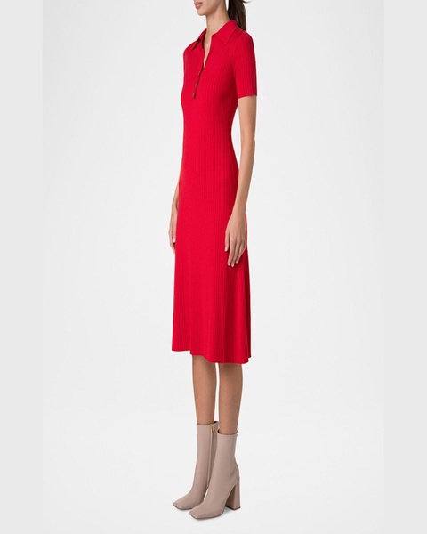 Short-Sleeve Rib Polo Shirtdress