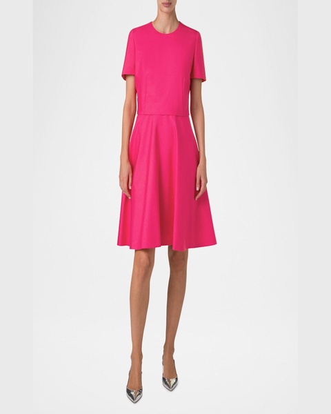 Layered Short-Sleeve Silk Dress