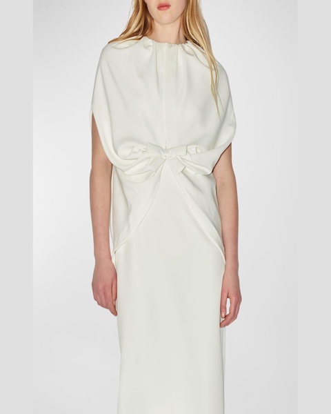 Ruched Waist Long Cape Dress