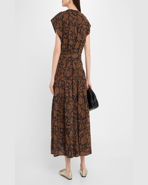 Agathe Tiered Floral-Print Midi Dress