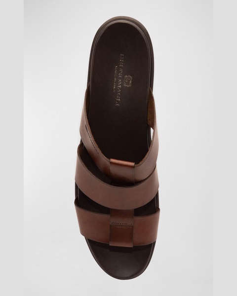 Men's Empoli Three-Strap Leather Slide Sandals