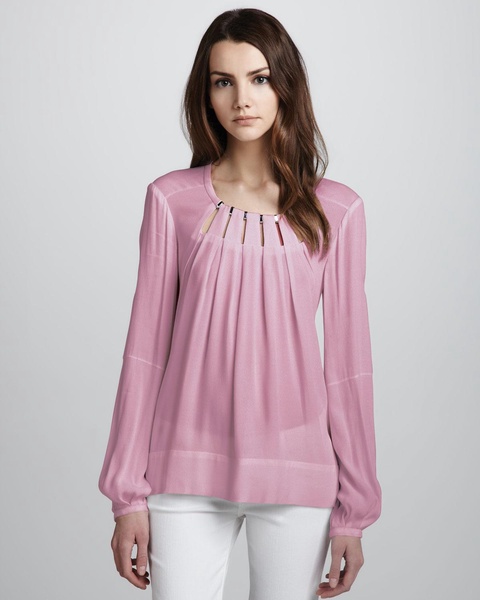 Cutout Silk Double Georgette Blouse