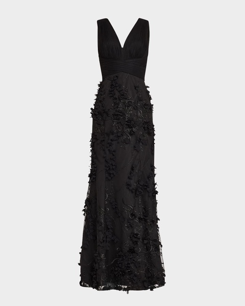 Embroidered Floral Applique Gown