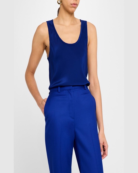 Scoop-Neck Silk Charmeuse Tank