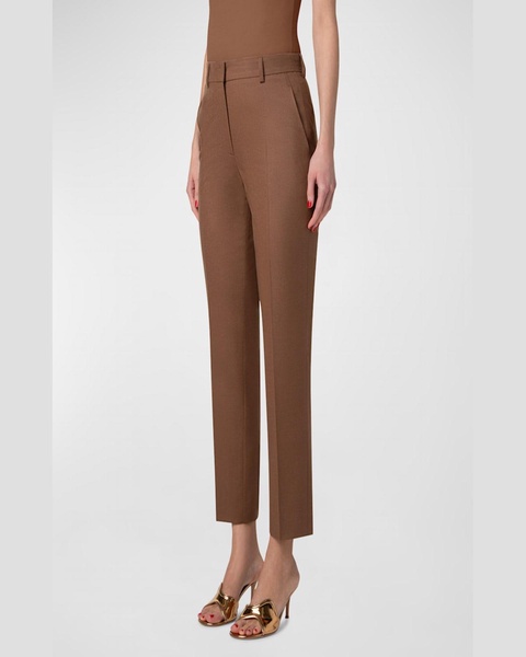 Flavin Stretch Wool Flannel Conical-Leg Ankle Pants