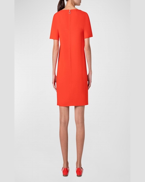Reversible Bicolor Boat-Neck Short-Sleeve Sheath Dress