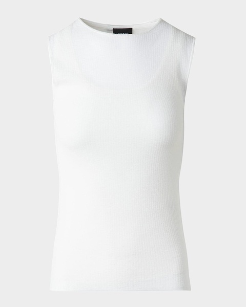 Structured Double-Layer Cotton Blend Knit Top
