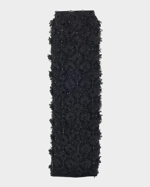 Flower Embellished Maxi Column Skirt