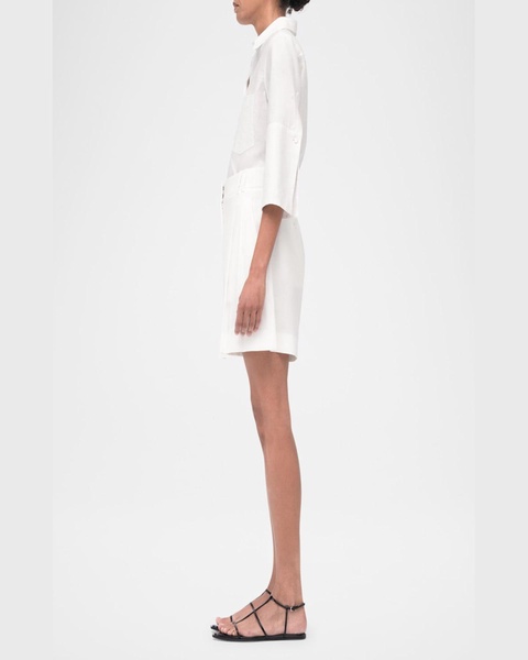 Pleated Front Linen Short