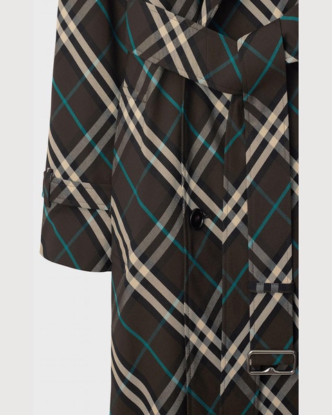 Snug Check-Print Long Trench Coat