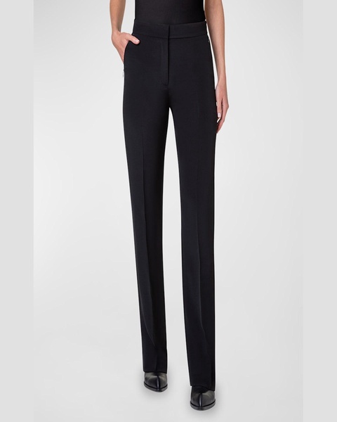 Carl Mid-Rise Silk Crepe Straight-Leg Pants