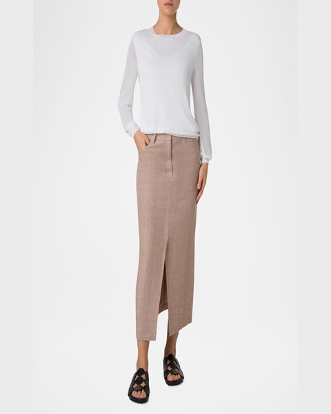 Semi Sheer Knit Crewneck Sweater