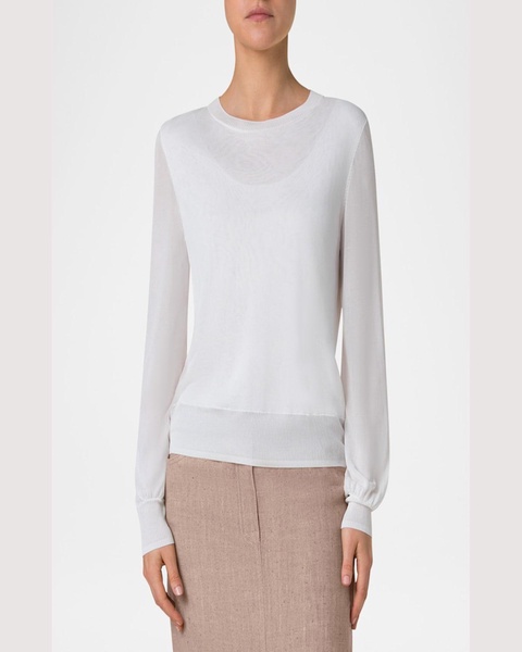 Semi Sheer Knit Crewneck Sweater