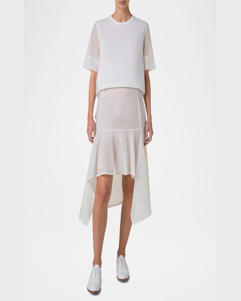 Boucle Striped Silk Organza High-Low Skirt