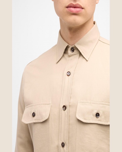 Men's Linen-Cotton Military Overshirt