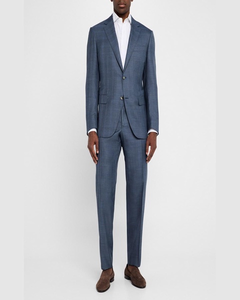 Men's Wool-Silk Plaid Suit