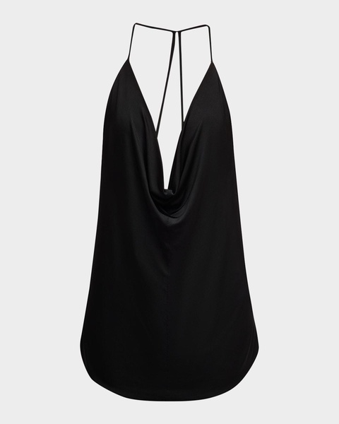 Plunging Cowl Backless Stretch Jersey Tank Top